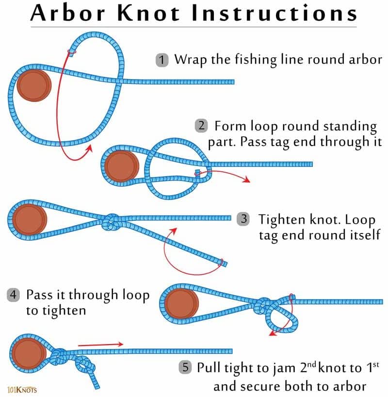 spool spinning reel arbor knot