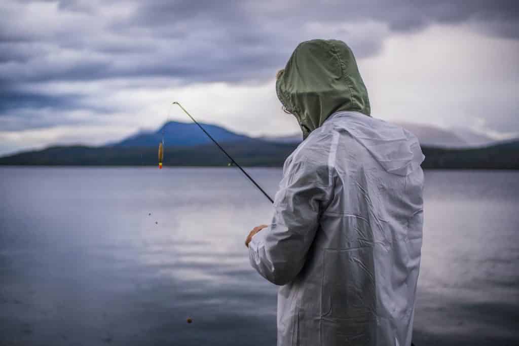 fishing in the rain