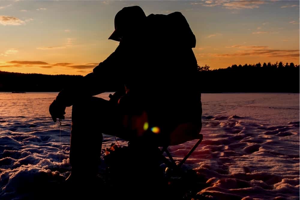 Ice Fishing Trout At Night