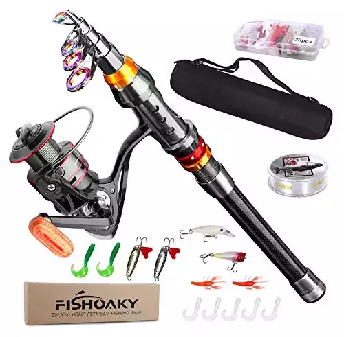 FISHOAKY Telescopic Fishing Rod Combo Kit
