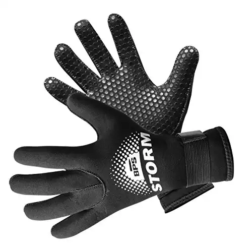 1. BPS 3mm Neoprene Full Finger, Kayaking, Paddle Sports & Scuba Gloves with Anti Slip Palm