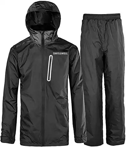 SWISSWELL Men's Rain Suit Waterproof Lightweight Hooded Rainwear