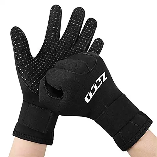 4. ZCCO Neoprene Gloves 3mm, Double-Layer Thermal Gloves, with Elastic Wrist and Skid Resistance Particles For All Water-sports
